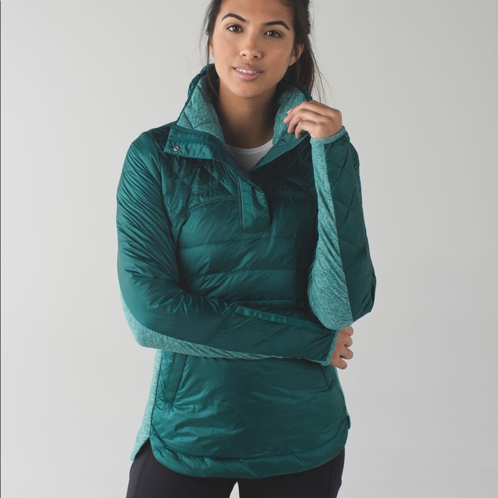 Lululemon Down For A Run pullover - size 2, like new- Teal Green